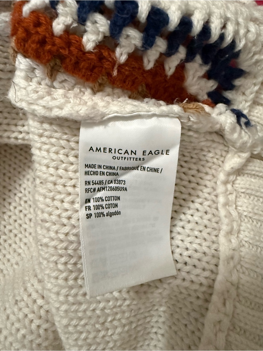 AMERICAN EAGLE Granny Square Crochet Sweater Size S - Picture 7 of 7